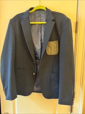 Men's Navy Blazer with Contrast Pocket| Large | People Trend